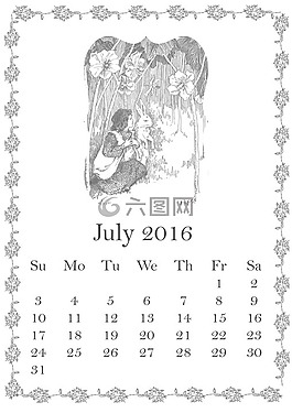 七月日历图片 七月日历素材 七月日历模板免费下载 六图网