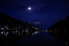 湖,月亮,夜