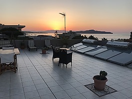 日落,屋顶,天台