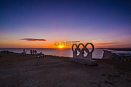 波特兰,日落,海