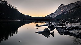 湖,山,冬天