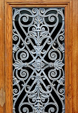 木窗口,艺术铁,百合