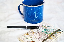 杯,蓝色,咖啡