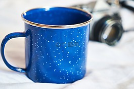 杯,蓝色,咖啡