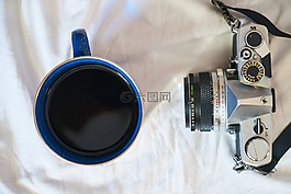 杯,蓝色,咖啡