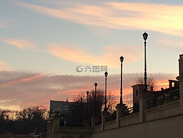 天空,日落,粉色