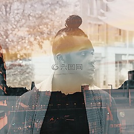 时髦,双重曝光,叠加