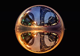 城市,蓝色小时,玻璃球