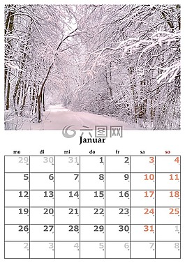 日历,个月,1 月