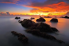 海景,日出,海