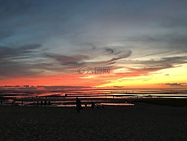 湾的夕阳,水,自然