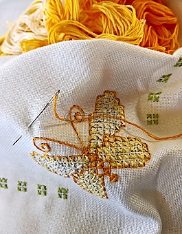手工劳动,刺绣,跨针刺绣