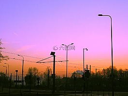 城市,日落,迂回