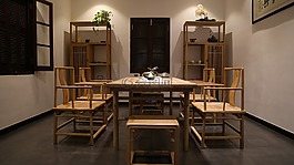中式茶室,会客,喝茶