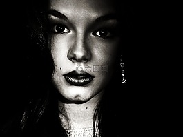 女孩,黑色和白色,美