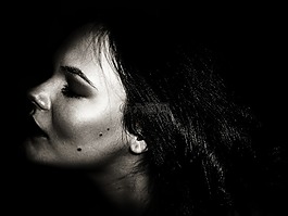 女孩,黑色和白色,美