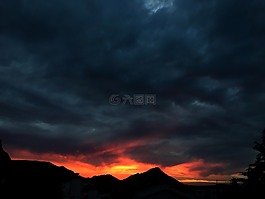 日落,红色,橙色
