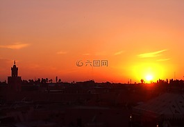 马拉喀什,日落,北非