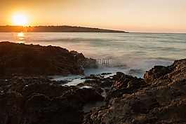 日落,海,夕阳大海