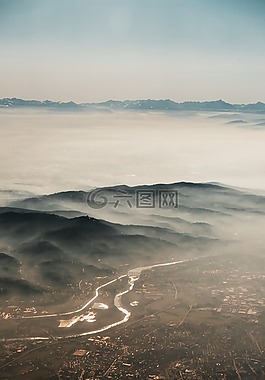 山脉,云雾,航拍