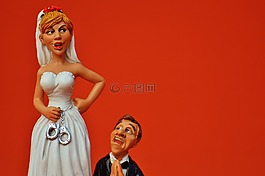 新娘和新郎,手铐,脚链