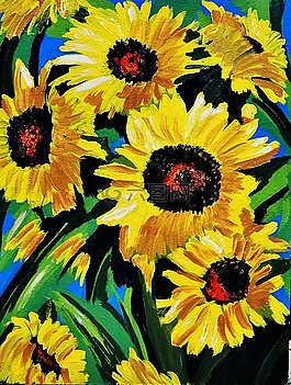 画向日葵,丙烯酸漆,帆布