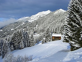 冬天,雪景,山