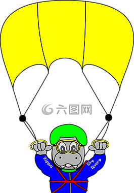 穿跳伞跳伞员,乐趣,河马