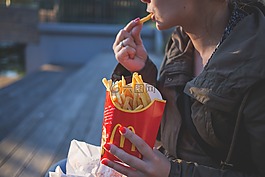 特写,外套,吃