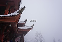 寺庙,古建筑,积雪