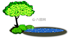 池,矢量图像,树