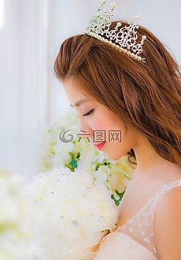 婚礼,新娘,洁白的花朵