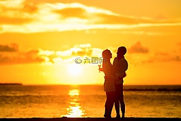 感情,背光,海滩