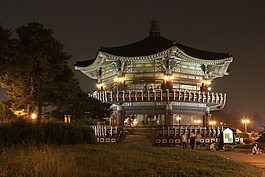八角亭,生物多样性公约,夜景
