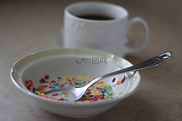 谷类,咖啡,果味麦片粥