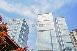 高楼大厦,建筑,庙宇一角