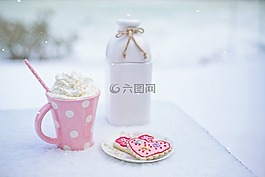 情人节那天,热巧克力,心饼干