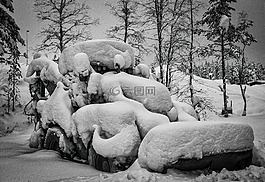 拖拉机,冬天,雪