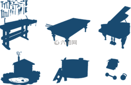 维多利亚,蓝色,剪影