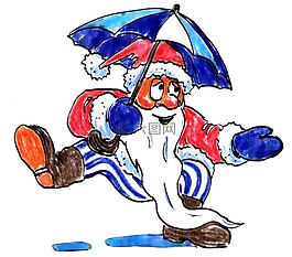 圣诞老人,圣诞老人跳舞,雨