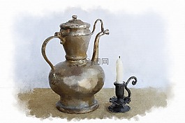 水彩,图,静物