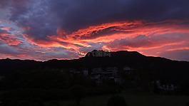 晚霞,風景,山