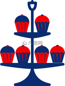 蓝色,蛋糕,红色