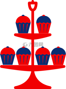蓝色,蛋糕,红色