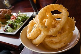 洋葱圈,食品,油煎