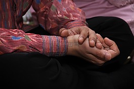 哇,手,蜡染布