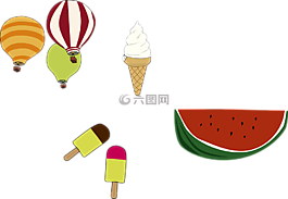 夏天,热气球,冰淇淋