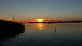 日落,巴拉顿湖,湖