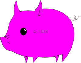 猪,可爱,洋红色