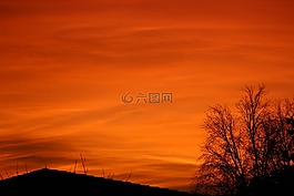 日落,天空,晚上